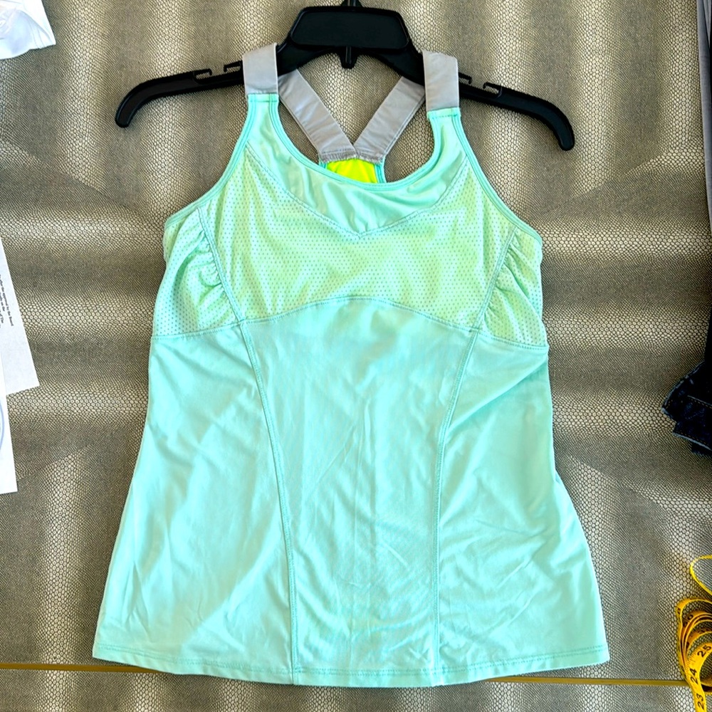 Lucky in Love tank with built in bra. Great for any workout!